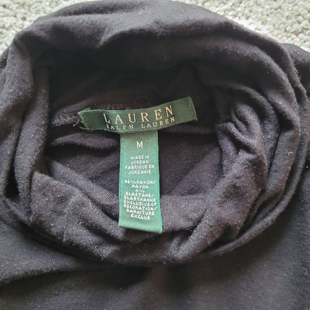 Lauren Ralph Lauren Black Turtleneck Long Sleeve Stretch Top Womens Medium - Picture 2 of 2